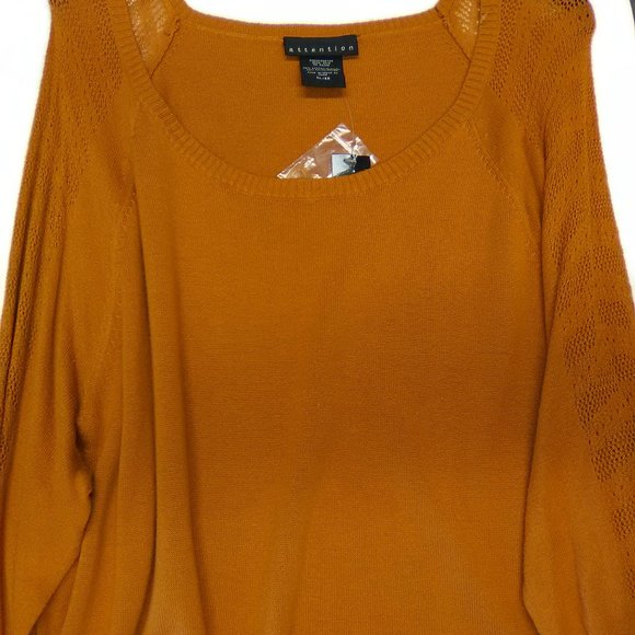 Attention Pointelle Women's Long Sleeve Sweater Color Orange Size XL NWT - Picture 2 of 6